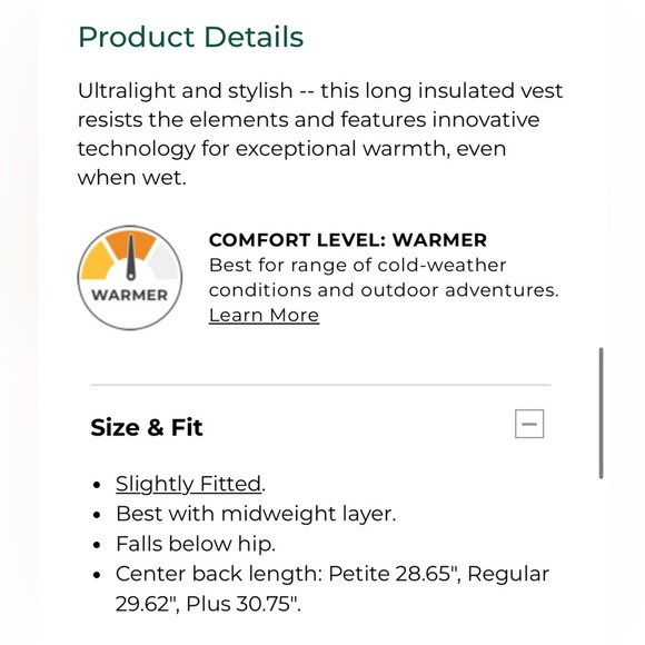 L.L. Bean |PrimaLoft Packaway Long Vest | Size: XL - Picture 4 of 14